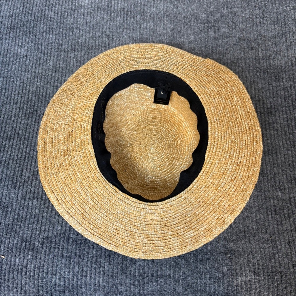 Borsalino Made in Italy Straw Fedora Hat Large Raffia Wide Brim Designer Womens - Picture 8 of 10